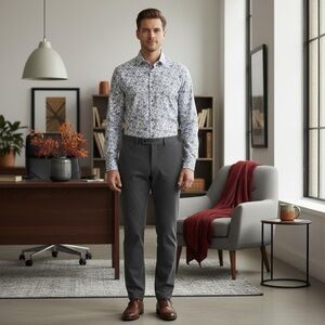 Bugatti men’s white and blue floral button down to red shirt size XL